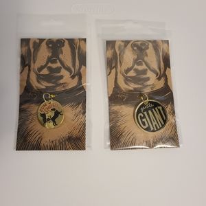 🐕 "Bum Sniffer" and "Gentle Giant" Enamel Dog Tag Charm Set of 2